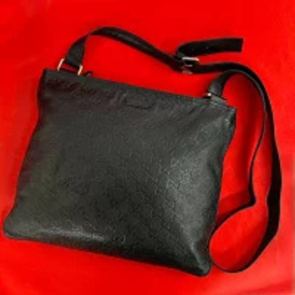 Gucci Guccissima GG Over Leather Sacoche Crossbody Bag Black